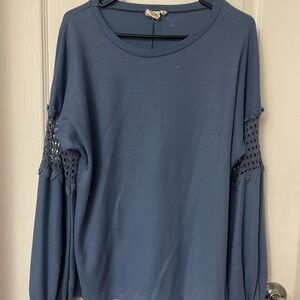 Grace & Emma Miss seeing you Blue waffle Women's Top